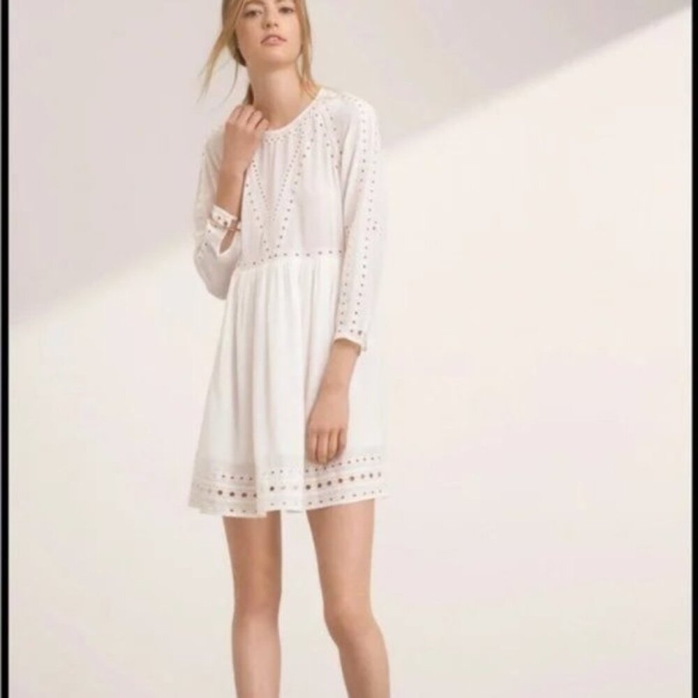 Wilfred Aritzia Loisel Cream Eyelet Embroidery Dress Size S